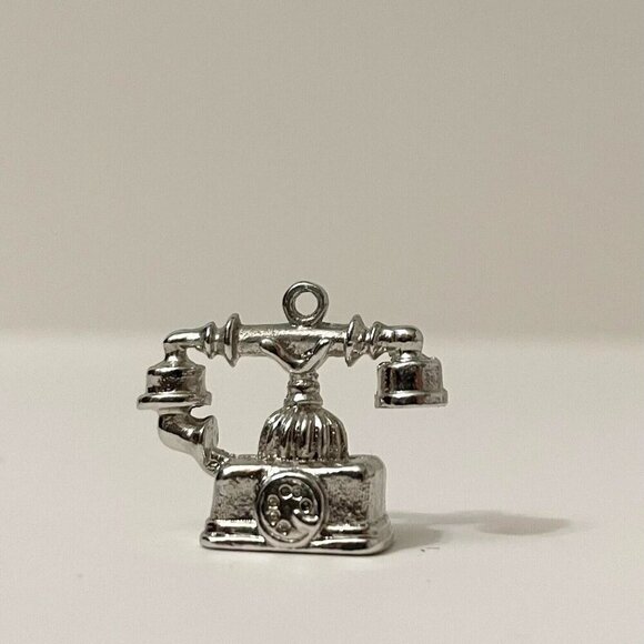 Vintage Avon Telephone Pendant Charm Metal Small No Loop - Picture 1 of 13